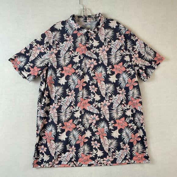 Apt. 9 Other - Apt 9 Shirt Mens 3XLT Polo Hawaiian Blue Pink Floral Knit Short Sleeves Collar